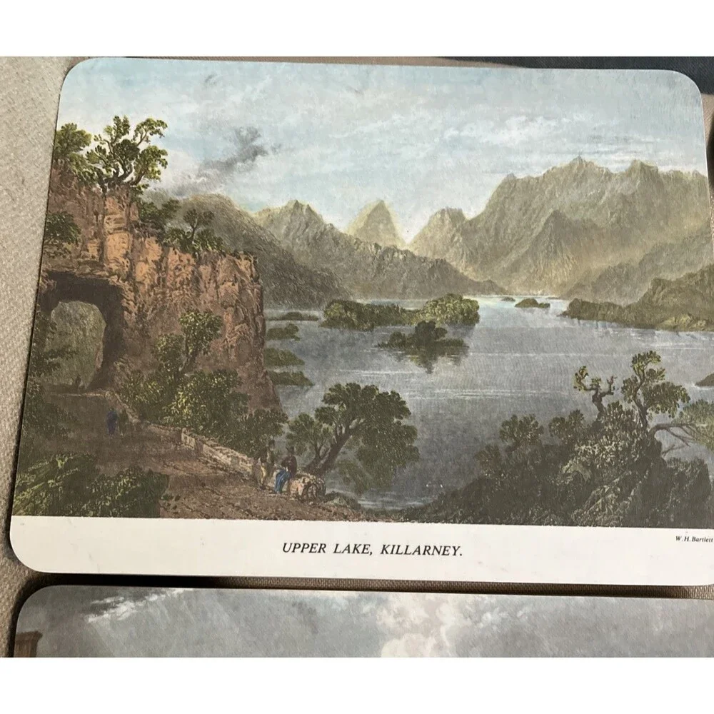 Vtg Irish Tablemats Whitecliff Set of 4 W.H. Bartlett Made in Ireland 9.5x7.5in